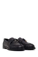Woman Black Leather Masculine Loafers | Derimod