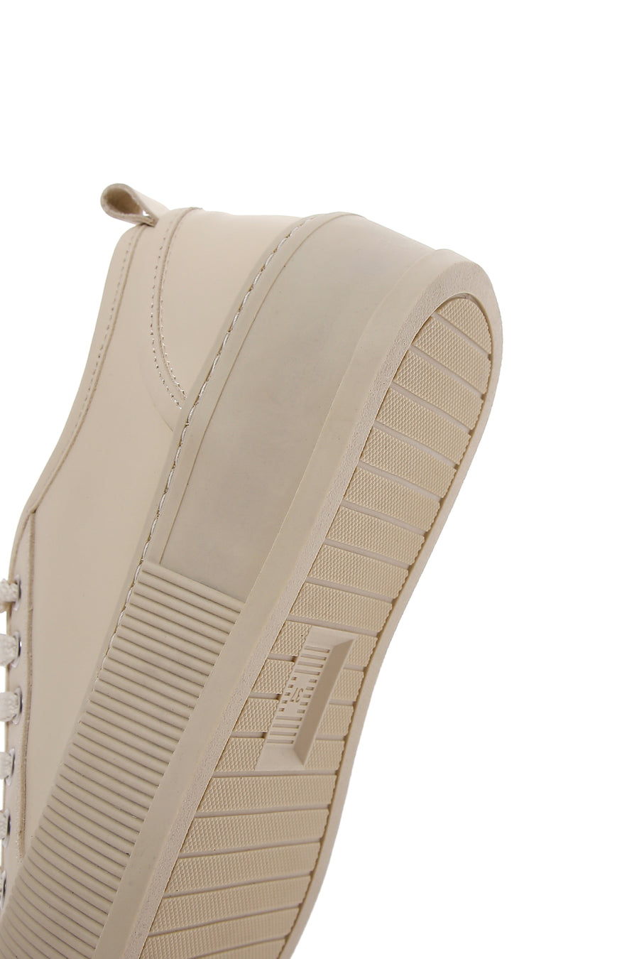 Women's Beige Leather Thick Soled Sneaker