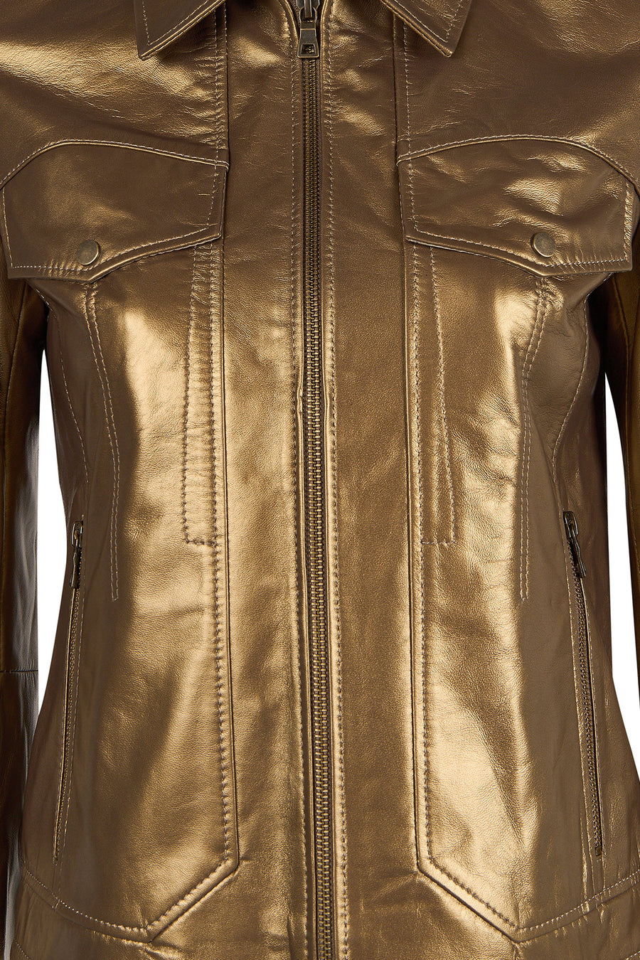 Loretta Woman Bronze Short Leather Jacket