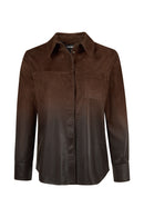 Monako Woman Brown Suede Leather Shirt | Derimod