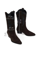 Woman Anthracite Chunky-Heel Suede Cowboy Boots | Derimod