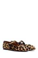 Women's Leopard Buckled Leather Ballerinas | Derimod
