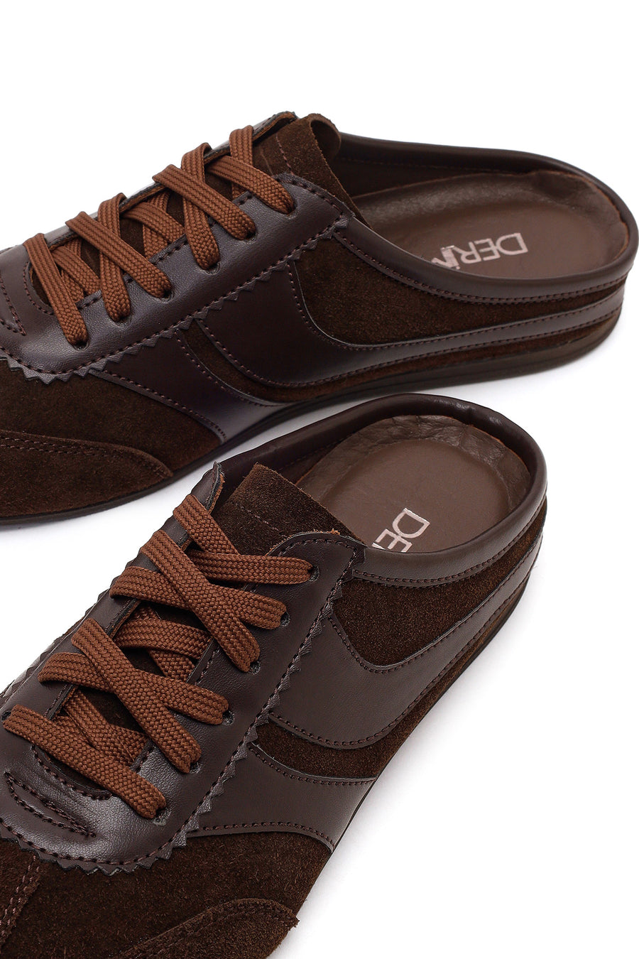 Women's Brown Mule Backless Suede Leather Sneaker