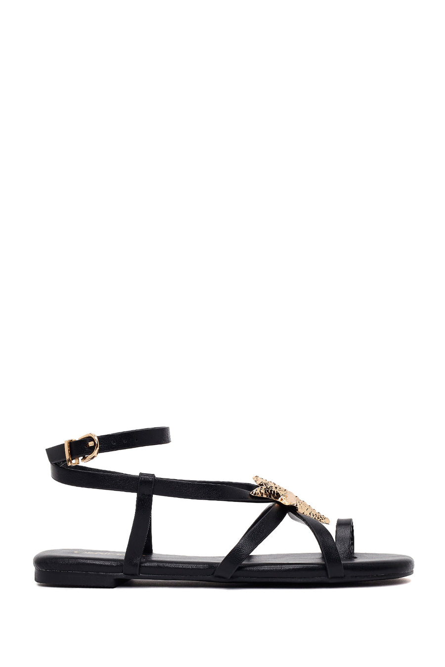 Woman Black Embellished Toe-Post Sandal 26SFE498718 | Derimod