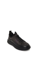 Erkek Gri Bağcıklı Kalın Tabanlı Deri Sneaker | Derimod