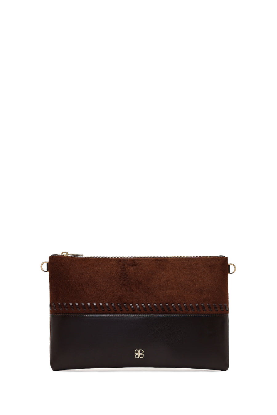 Woman Brown Chain Strap Braided Clutch Bag