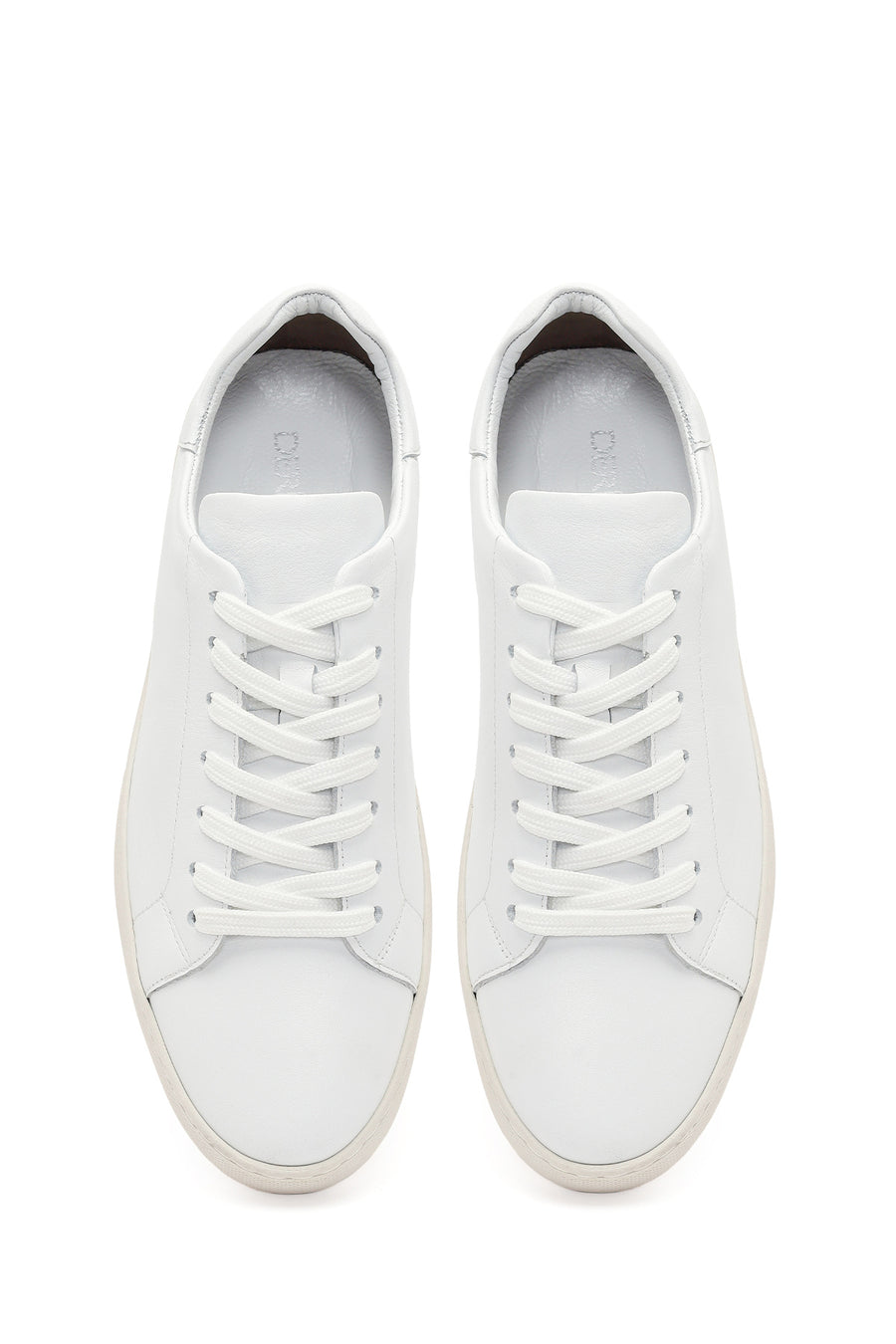 Erkek Beyaz Bağcıklı Deri Sneaker
