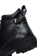 Woman Black Zip Closure Leather Boots | Derimod