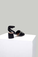 Women's Heeled Leather Sandals with Metal Detail | Derimod