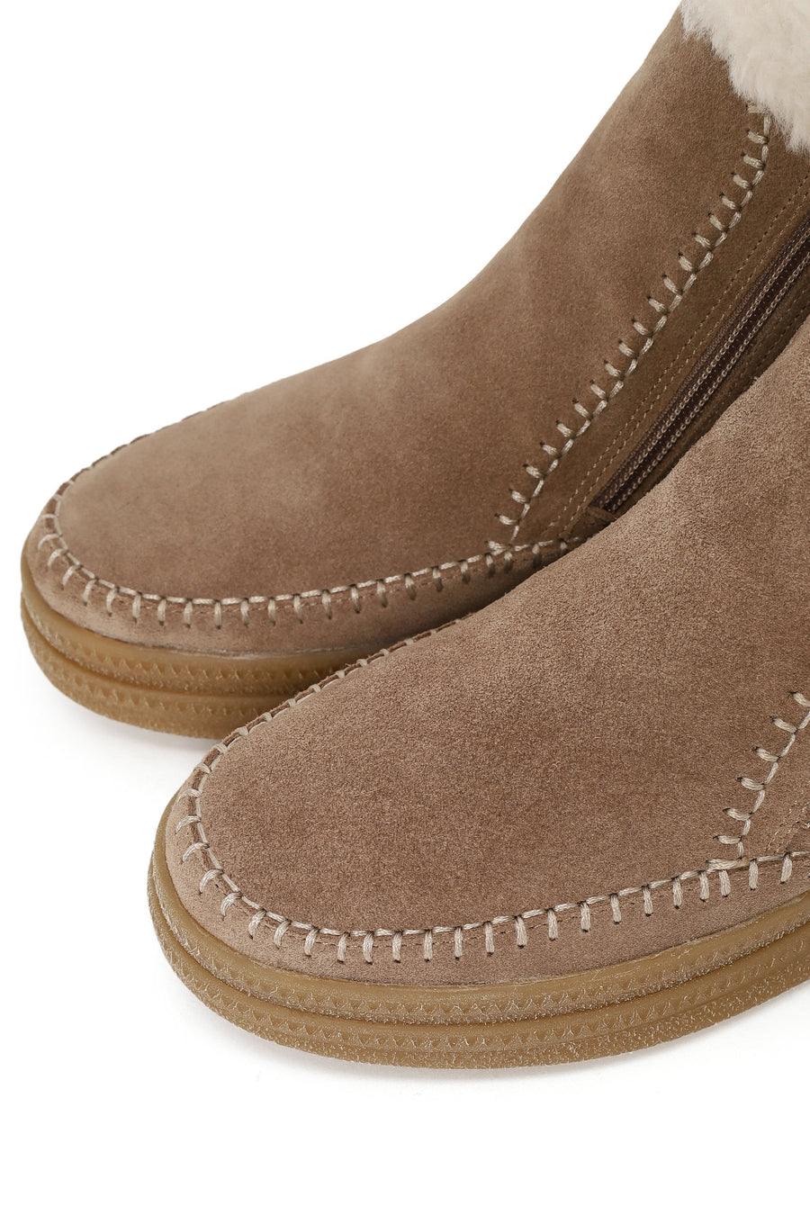 Woman Mink Zip Closure Thick-Soled Suede Teddy Boots