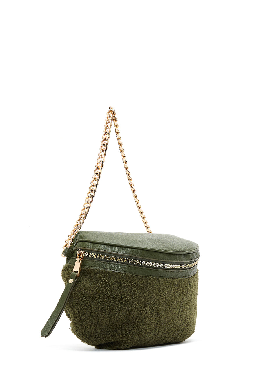 Women's Green Plush Waist Bag