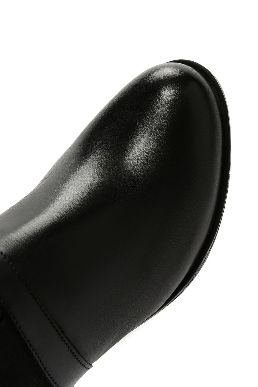 Women's Black Thick Heeled Zippered Leather Boots