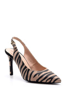 Women's Zebra Pattern Heeled Shoes | Derimod