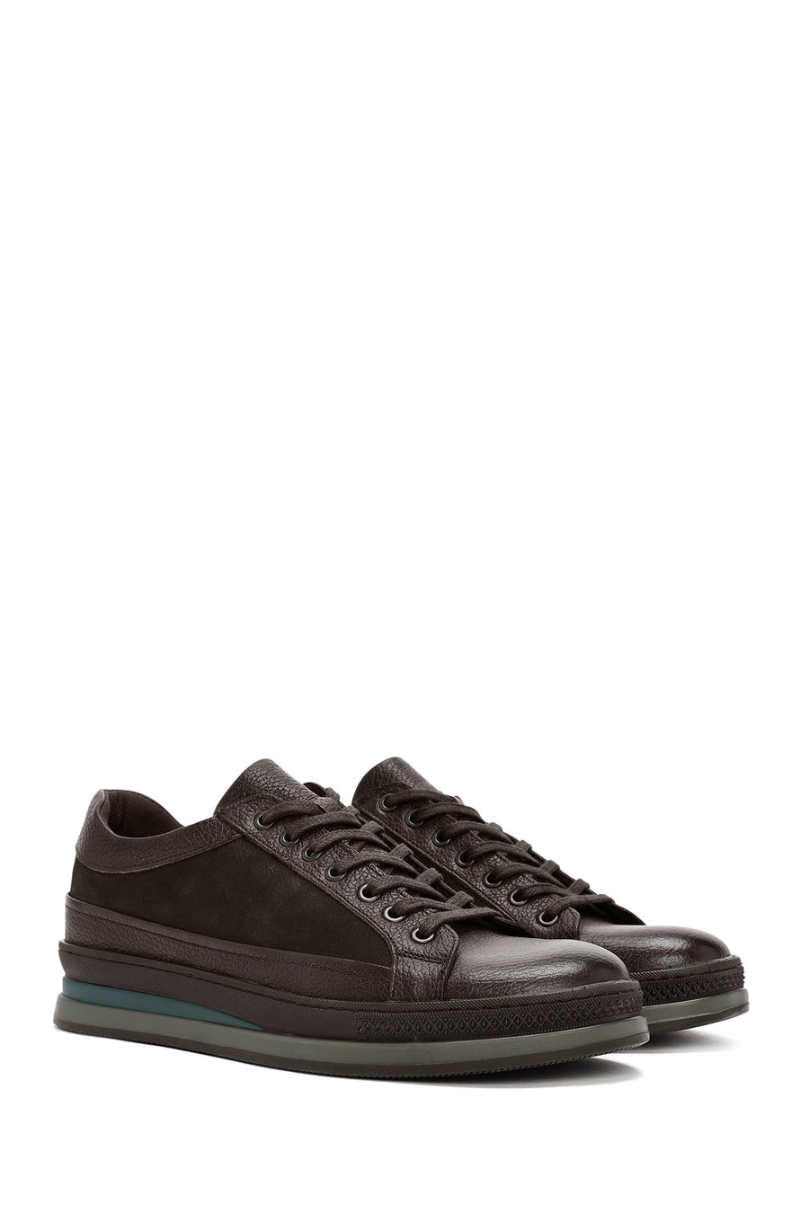Men's Brown Lace-Up Leather Casual Sneaker