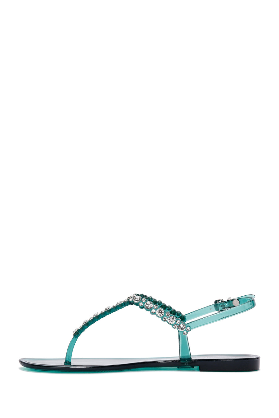 Women's Blue Ankle Strap Stone Flip Flops Sandals