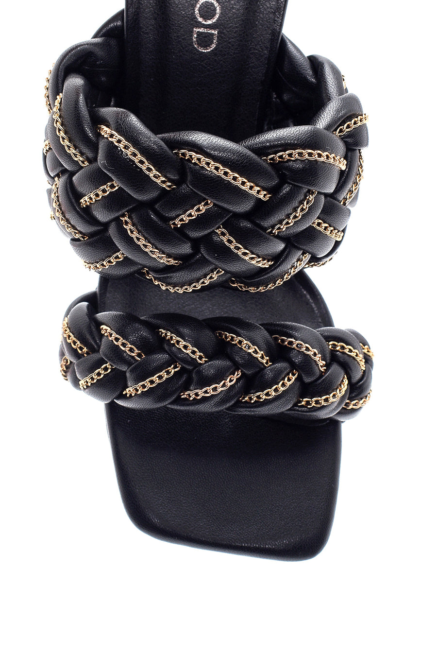 Women's Black Braided Heeled Slippers