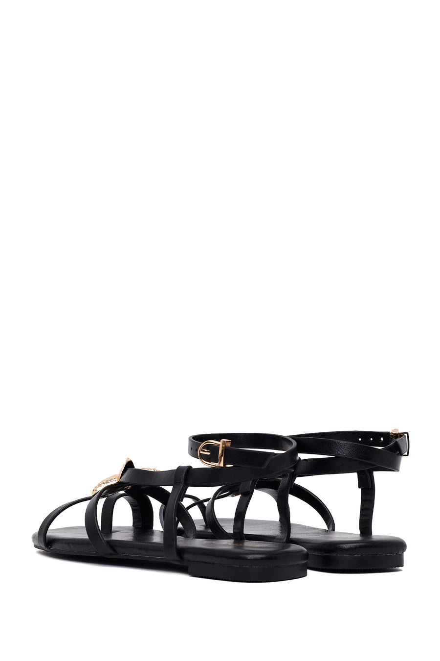 Woman Black Embellished Toe-Post Sandal