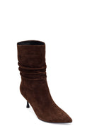Woman Brown Thin-Heeled Suede Boots | Derimod