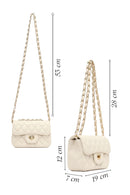 Women's Cream Long Strapped Quilted Mini Crossbody Bag | Derimod
