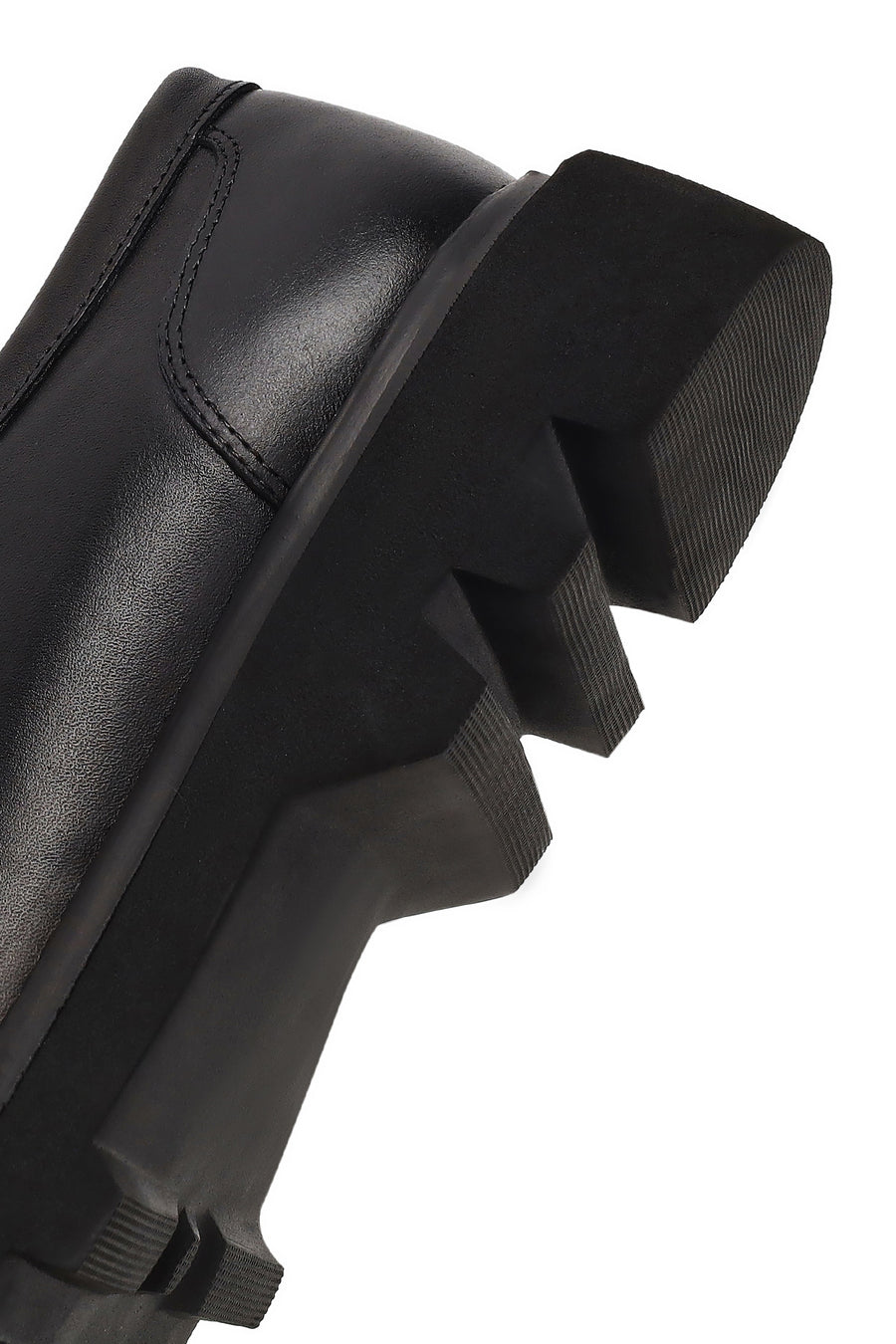 Male Black Lace-Up Thick-Soled Leather Casual Shoes