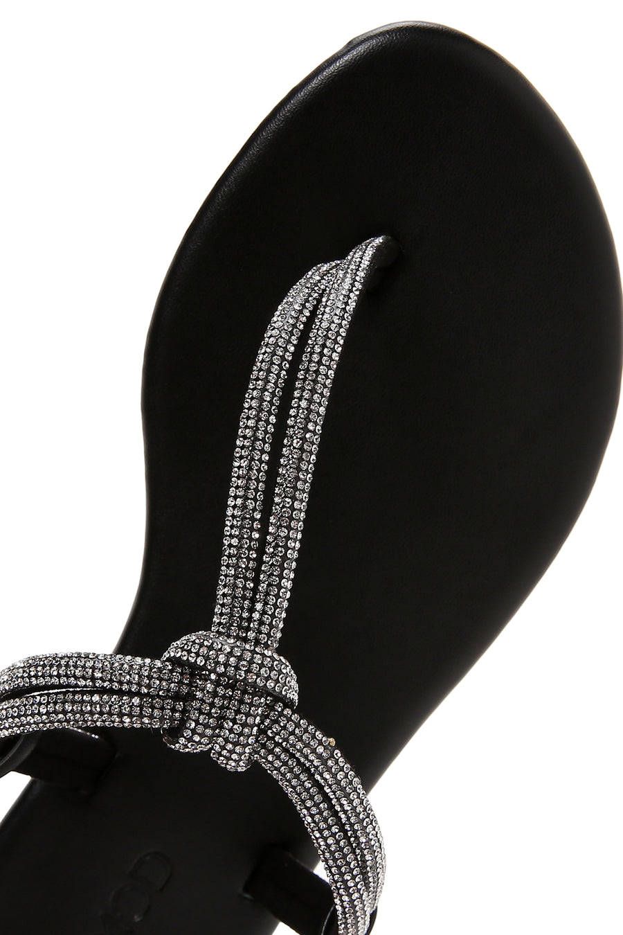 Women's Black Ankle Strap Flip Flop Sandals with Stones