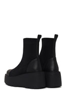 Woman Black Thick-Soled Fabric Boots | Derimod