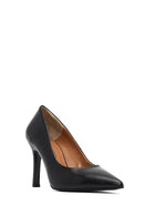 Woman Black Thin-Heeled Leather Stiletto | Derimod