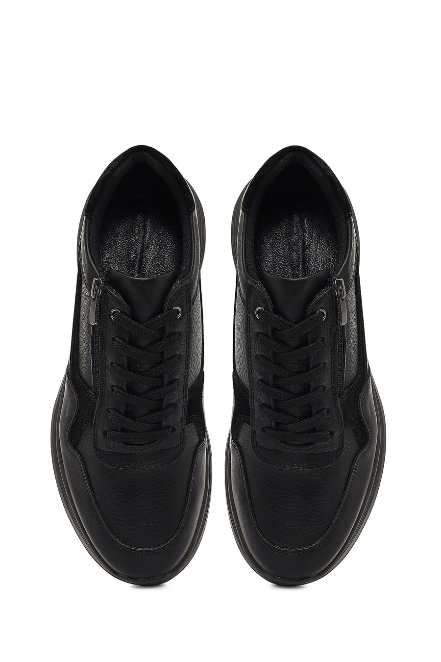 Men's Black Lace-Up Leather Casual Shoes