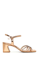 Woman Pink Ankle-Strap Buckled Embellished Chunky-Heel Sandal | Derimod