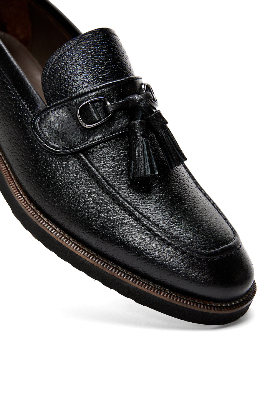 Erkek Siyah Deri Baskılı Casual Loafer
