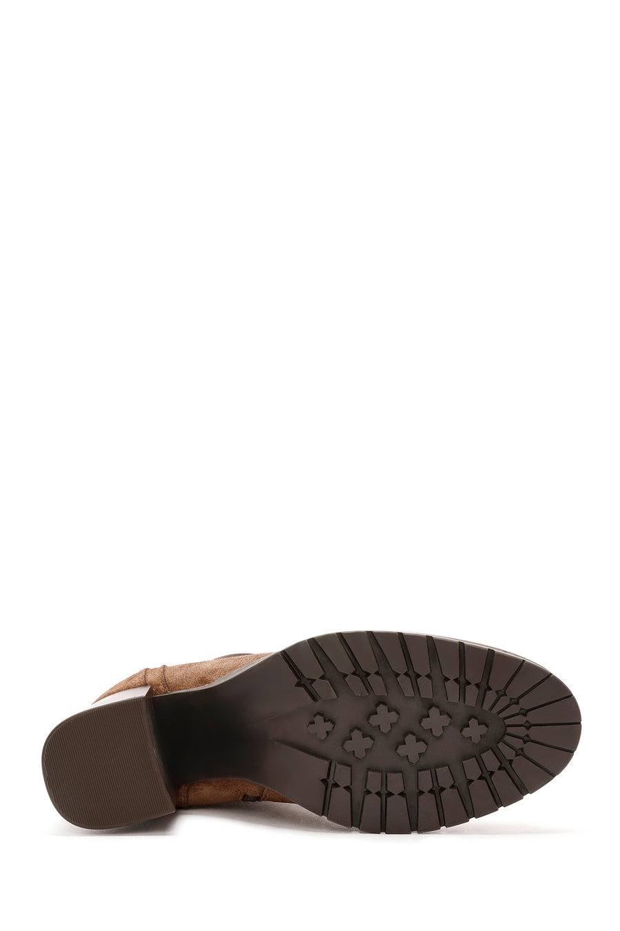 Women's Tan Thick Heeled Suede Leather Chelsea Boots