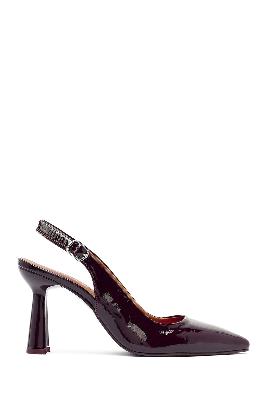 Woman Burgundy Open-Back Chunky-Heel Leather Shoes AF200005DR | Derimod
