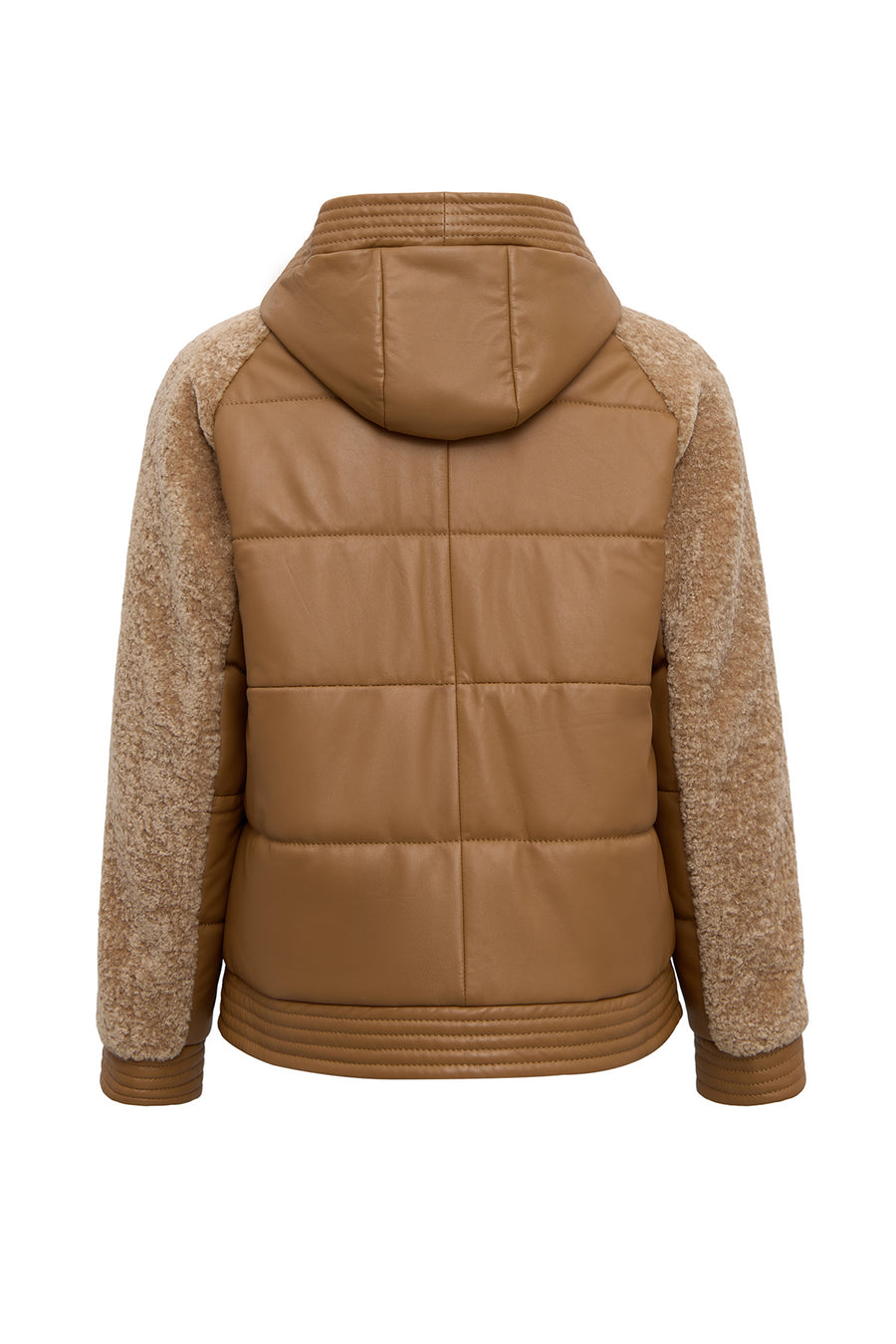Prague Women's Mustard Hooded Teddy Leather Jacket