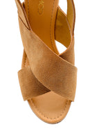 Women's Suede Leather Wedge Heeled Sandals | Derimod