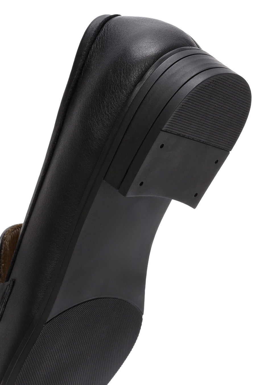 Women's Black Buckle Detailed Leather Masculine Loafer