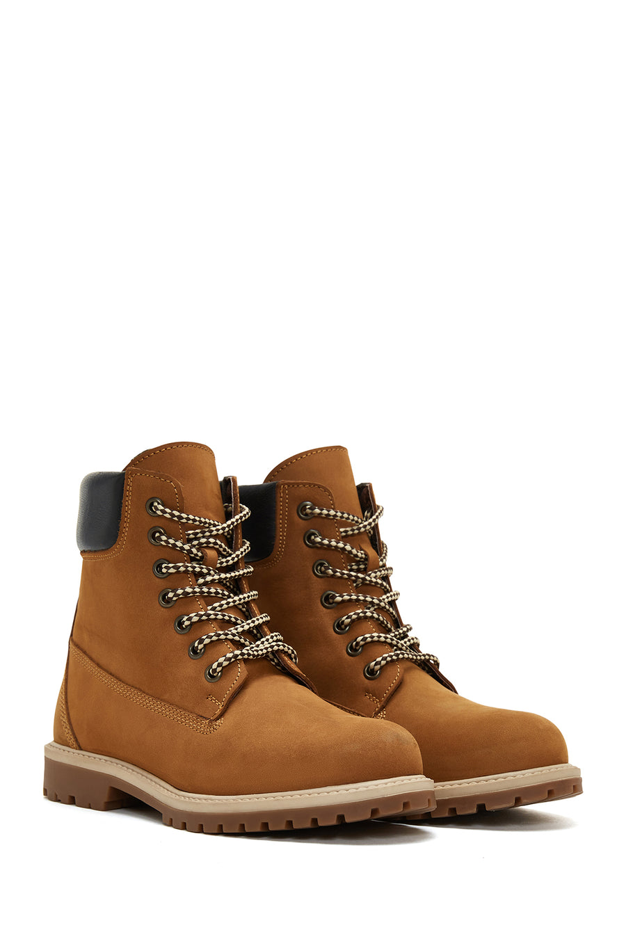 Women's Tan Lace-Up Nubuck Leather Boots