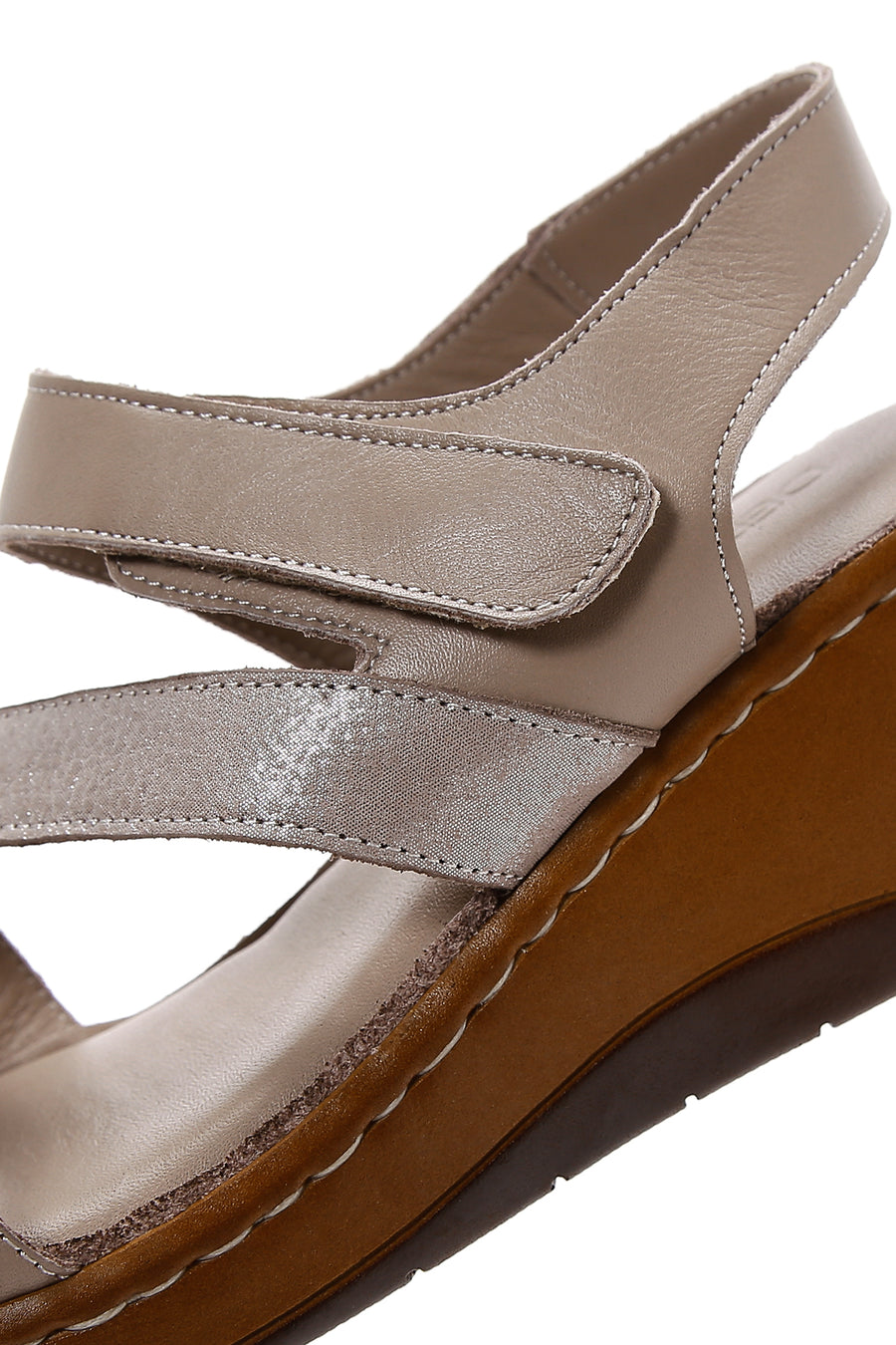 Women's Mink Leather Wedge Heel Comfort Sandals