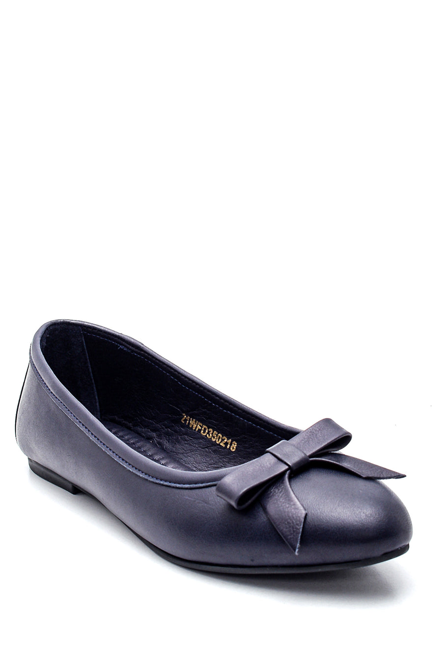 Women's Leather Bow Detailed Ballerinas