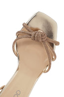 Women's Gold Ankle Buckle Stoned Thin Heel Sandals | Derimod
