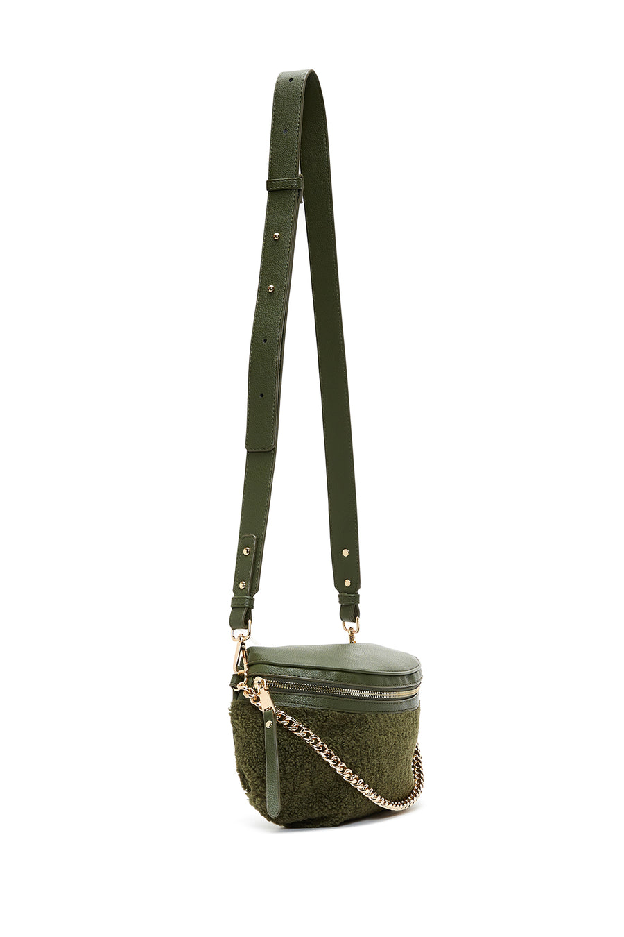 Women's Green Plush Waist Bag