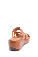 Women's Comfort Wedge Heel Leather Slippers | Derimod