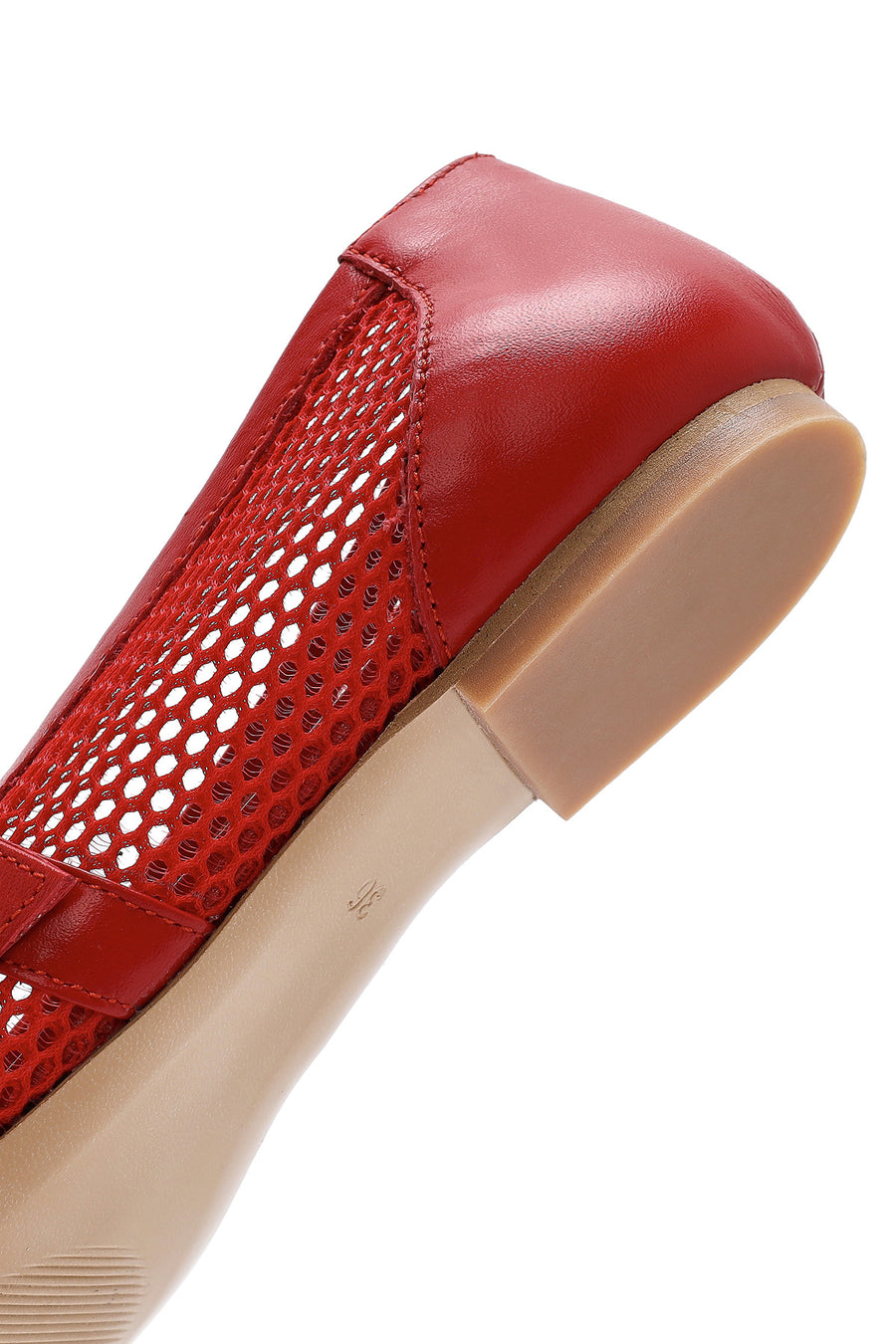 Women's Red Mesh Strappy Ballerinas