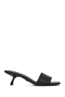 Women's Black Short Thin Heeled Slippers | Derimod