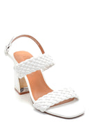 Women's Knitted Detailed Thick Heeled Sandals | Derimod