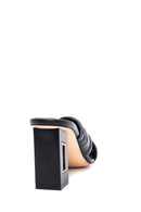 Women's Black Leather Heeled Slippers | Derimod