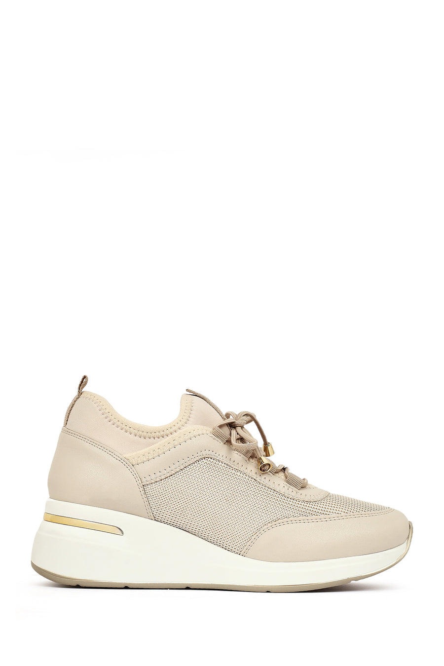 Women's Beige Lace-Up Platform Sneaker 25WFD221414 | Derimod