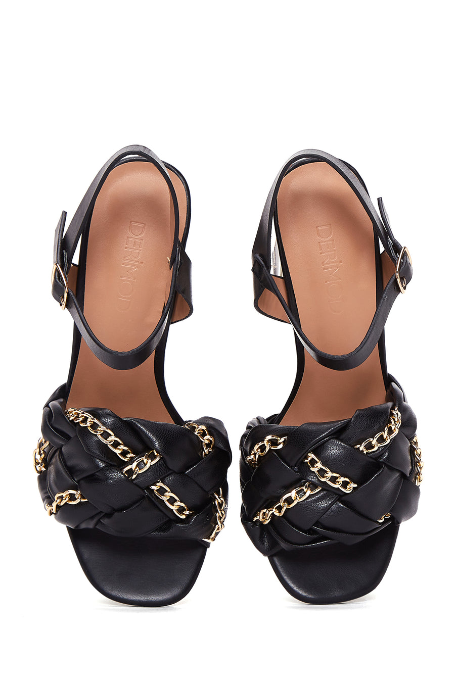Women's Black Thick Heeled Sandals