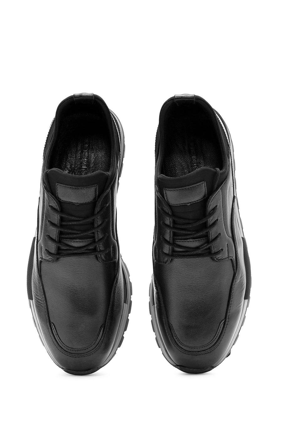 Men's Black Lace-Up Leather Casual Sneaker