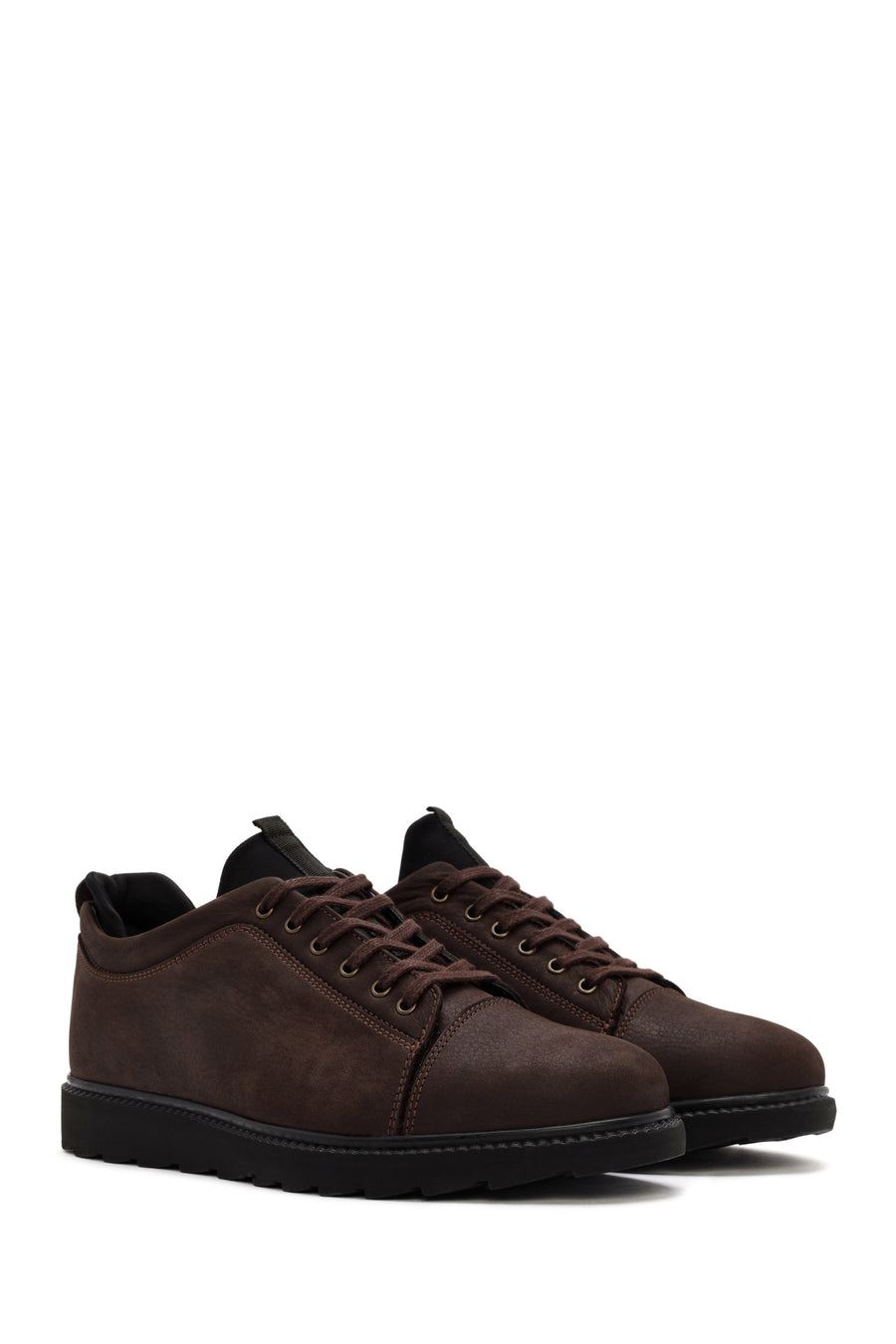 Men's Brown Lace-Up Nubuck Leather Casual Shoes