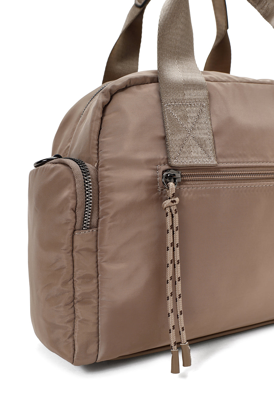 Women's Beige Long Strap Accessory Detailed Fabric Handbag